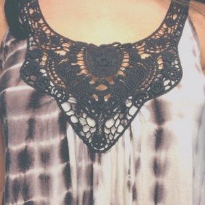 Blue black and white tank top